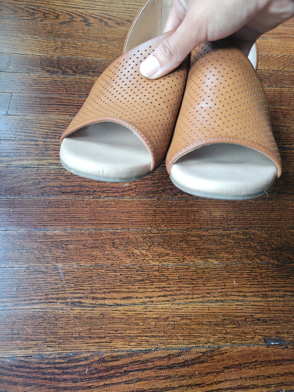Journee Collection Womens 6.5 Cognac Brown Aretha Peep Toe Wedge Sandals